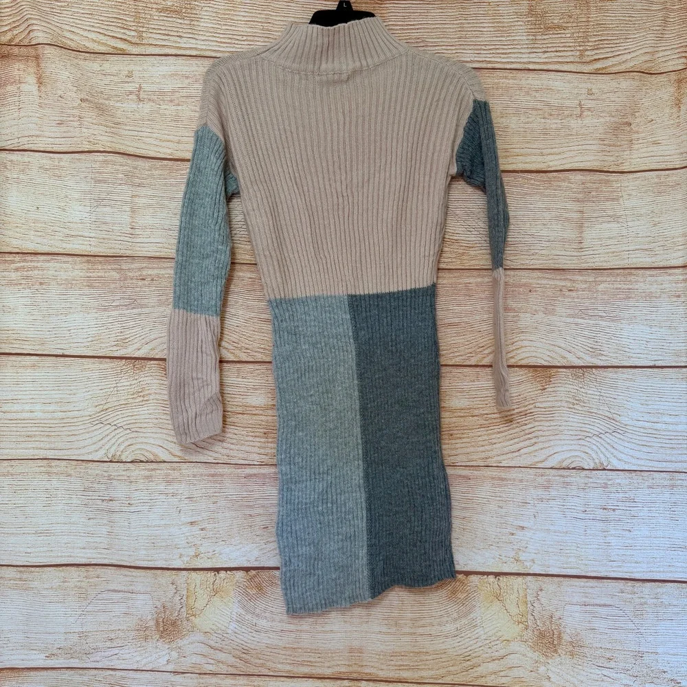 High Neck Color Block‎ Sweater Dress